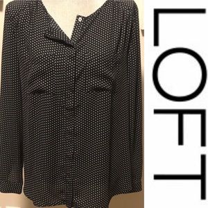 LOFT Collarless Button Down Blouse